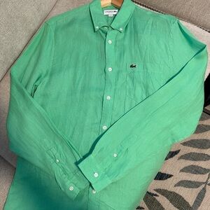 Lacoste Men's Vibrant Green Casual Shirt